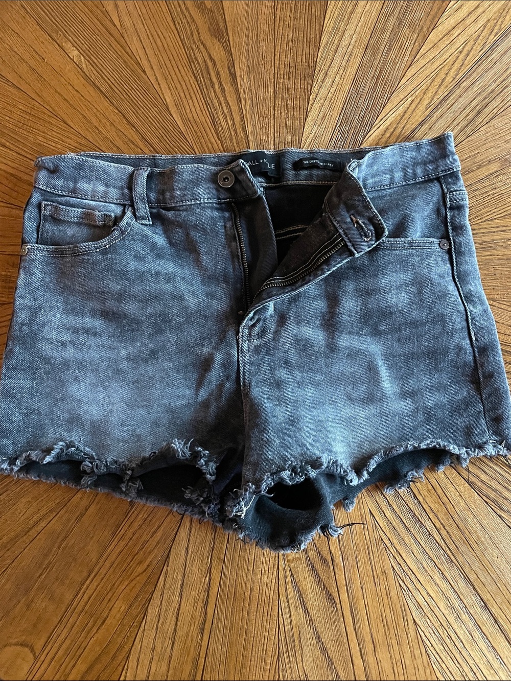 Kendall & Kylie Washed Black Distressed Denim Cutoff Shorts